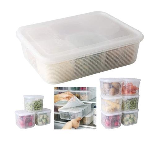 Set of 7 refrigerator containers with lids