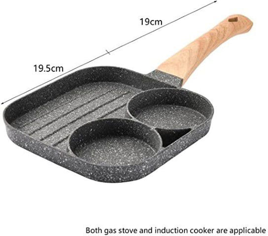 Grill pan divided into 3 parts