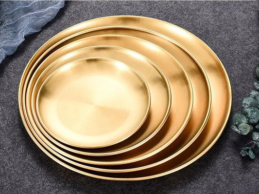 Stainless serving dishes - 5 pieces - golden