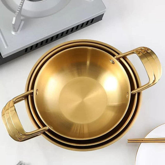 Stainless steel pan set - 3 pieces - golden